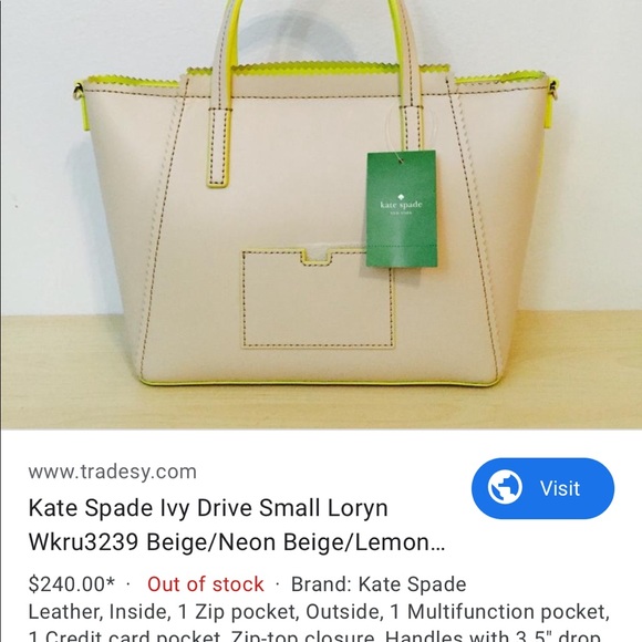 Like new Kate spade Small Loryn Beige/Neon bag - Picture 6 of 6